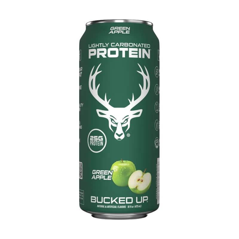 Lata de Bucked Up Protein Soda Green Apple
