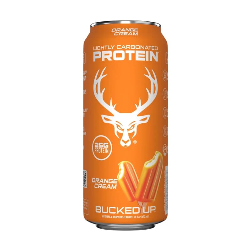 Lata de Bucked Up Protein Soda Orange Cream