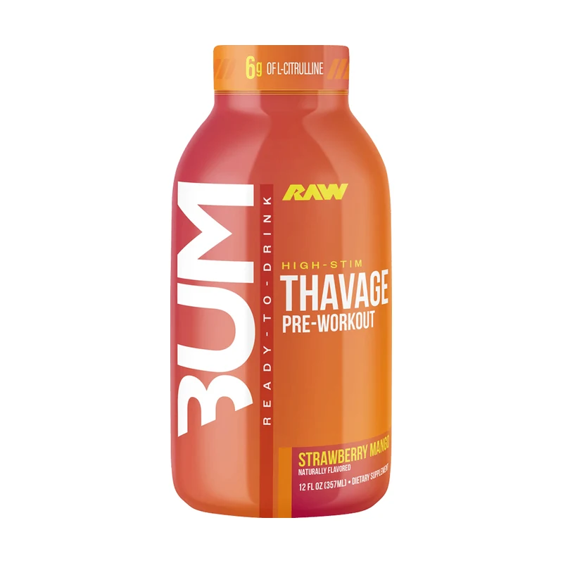 Botella de CBUM Thavage RTD Strawberry Mango